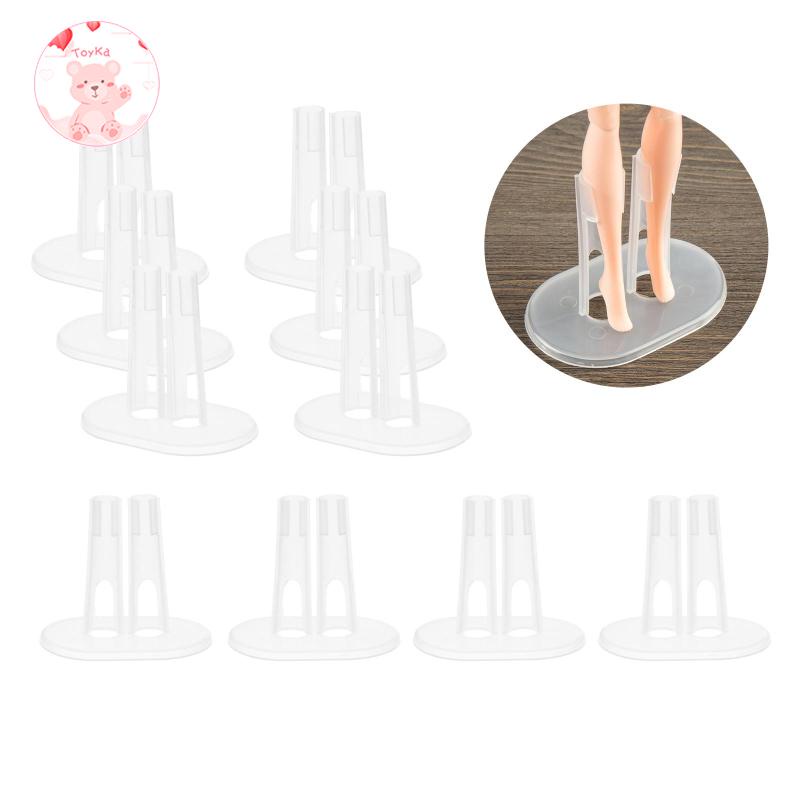 [whbadguy]10 Pieces Doll Display Stand Holder Plastic Doll Stand Holder for 12 inch Dolls, Transparent