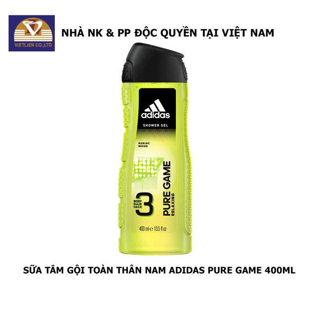 COMBO 2 Chai Xịt khử mùi Nam Pure Game Và Sữa Tắm Gội Toàn Thân Nam Adidas Pure Game 400ml