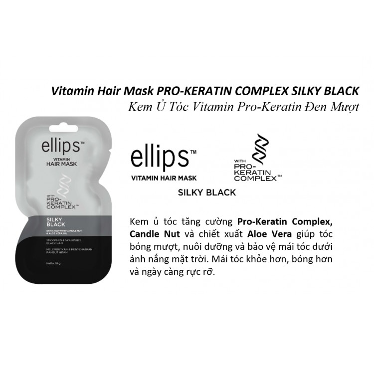 Gói kem ủ tóc Ellips đen mượt Silky Black 18g - đen