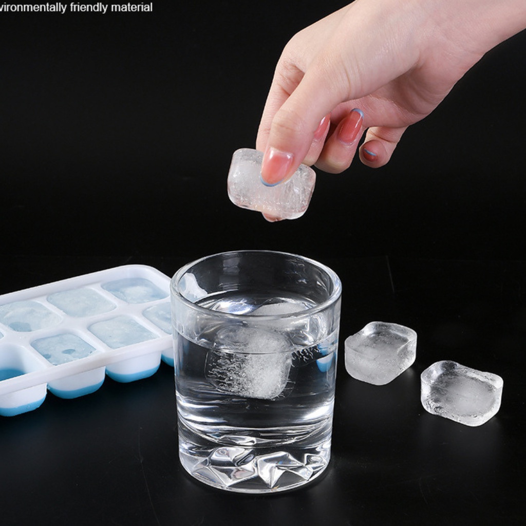 Khay đá/ khuôn làm thạch nhựa silicon có nắp đậy 14 viên cao cấp giá rẻ