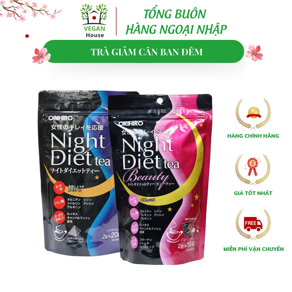 Trà giảm cân ban đêm Night Diet Tea Orihiro Nhật Bản 20 gói