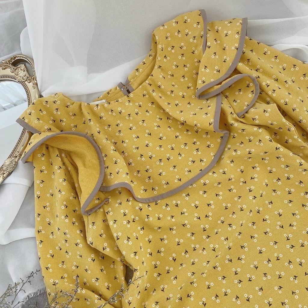 🎶🎶Set áo sơ mi cổ bánh bèo vàng mix chân váy kaki cực xinh cho nàng công sở nhà Tiệm nhỏ của Ryn | BigBuy360 - bigbuy360.vn