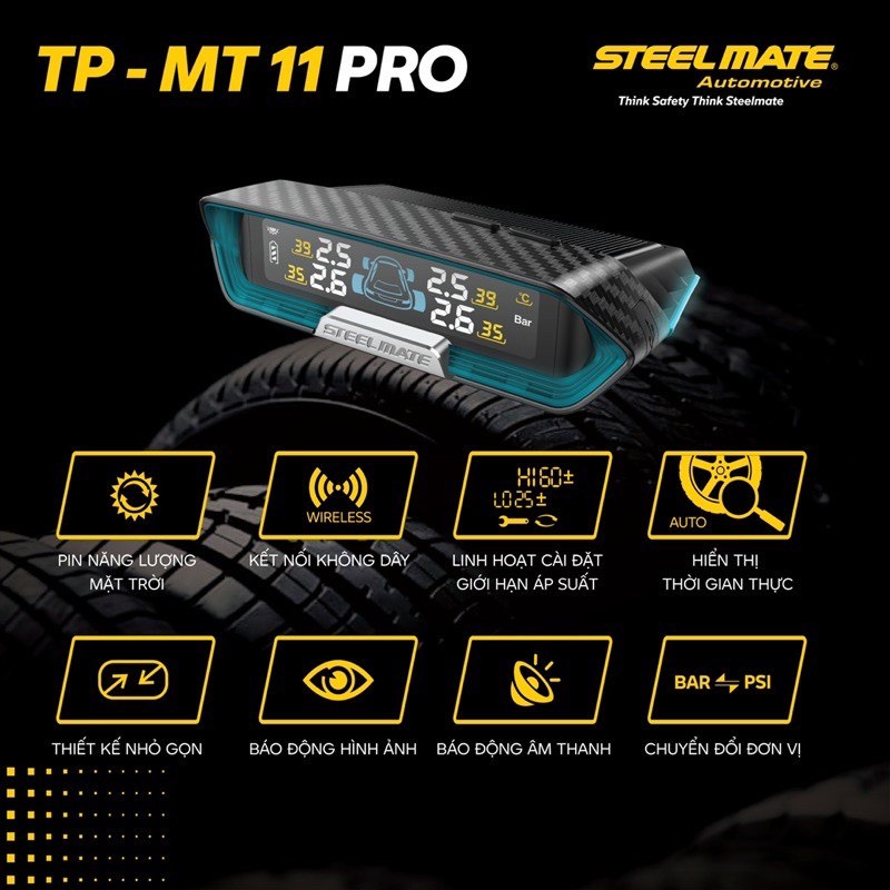 Cảm biến áp suất lốp Steel Mate MT11 và MT11 Pro chính hãng bảo hành 3 năm.