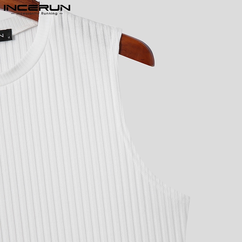 Áo ba lỗ thể thao INCERUN dáng ôm vừa vặn cổ tròn màu trơn thời trang hè cho nam