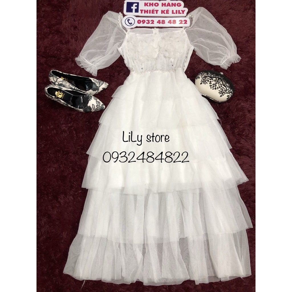 ẢNH VÀ VIDEO SHOP TỰ QUAY 10000%  đầm tầng kết hoa nổi