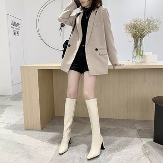 Boots đùi da khoá kéo Fullbox