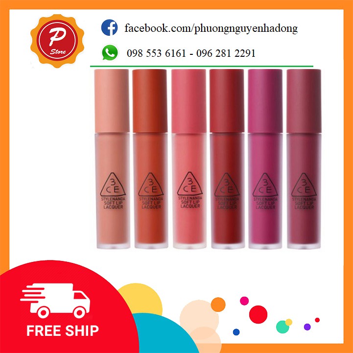 ( Có bill)Son Kem 3CE Màu Mới Soft Lip Lacquer