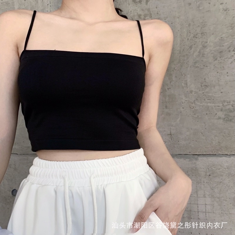 Áo Thun Borip Croptop Hai Dây Sợi Bún Màu Trơn - Mã: 90 TV-Fashion