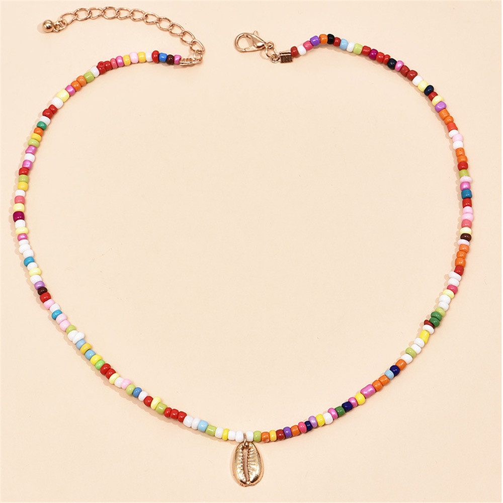 Set 2 vòng cổ đính hạt vỏ sò nhiều màu sắc phong cách Bohemian thời trang mùa hè