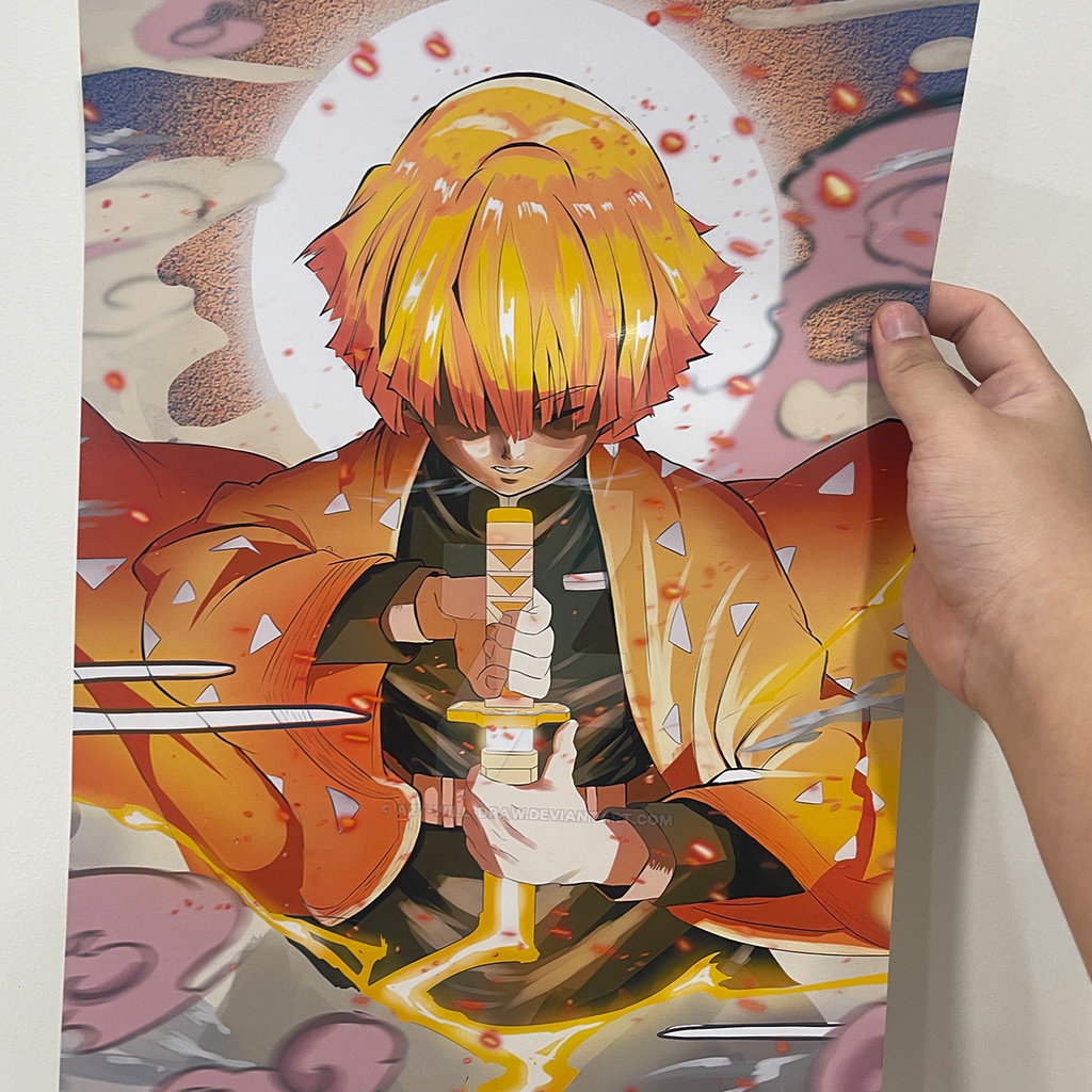 Tranh Dán Tường Áp Phích Anime Kimetsu No Yaiba Decal Poster Trang Trí Phòng Ngủ Phòng Làm Việc Khổ A3