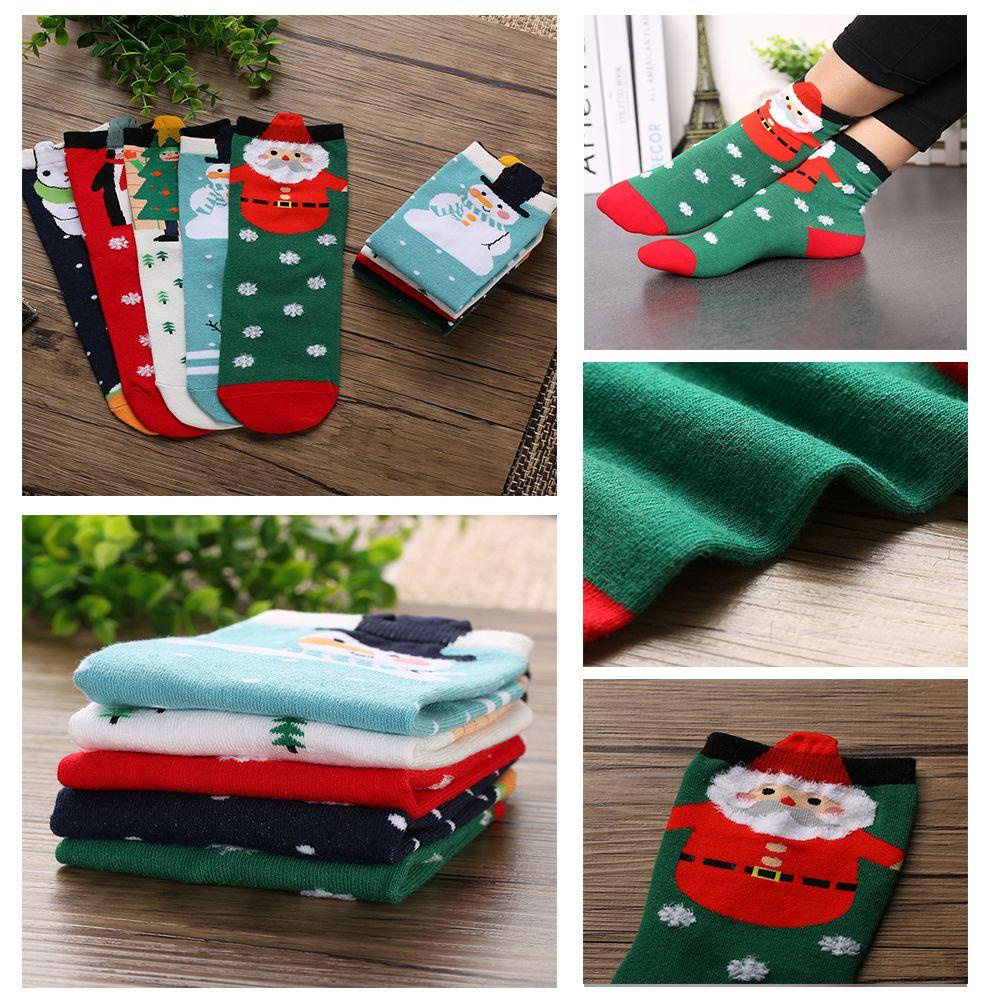 Vớ Cotton Mềm Nhiều Màu Họa Tiết Giáng Sinh Unisex