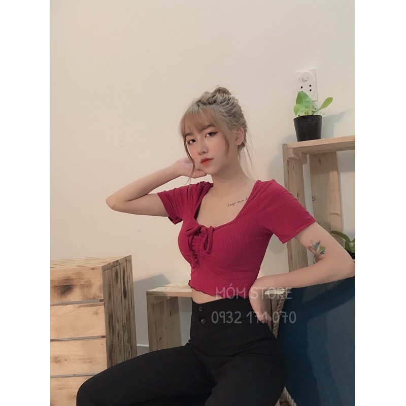 Áo Croptop Rút Dây Thun Gân Xịn Mịn [ ẢNH THẬT 100%]