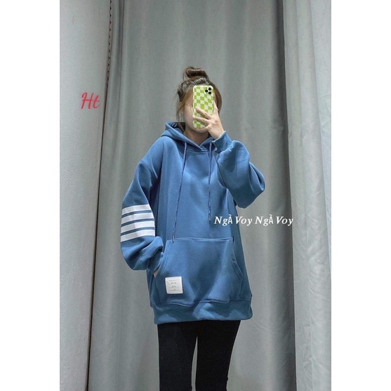 Áo hoodie 4 sọc mác túi Ht