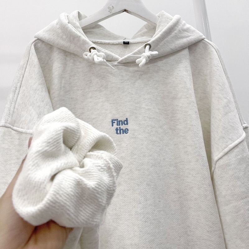 áo hoodie Findthe màu xám trắng ảnh thật unisex ( nam nữ mặc đều được) | BigBuy360 - bigbuy360.vn