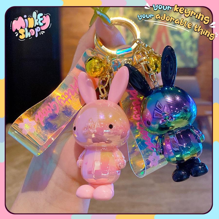 Móc Khoá Tượng Thỏ Pha Lê Pretty Đáng Yêu Nhiều Màu Dễ Thương Phụ Kiện Túi Xách, Balo, Cặp Xách -Minkey