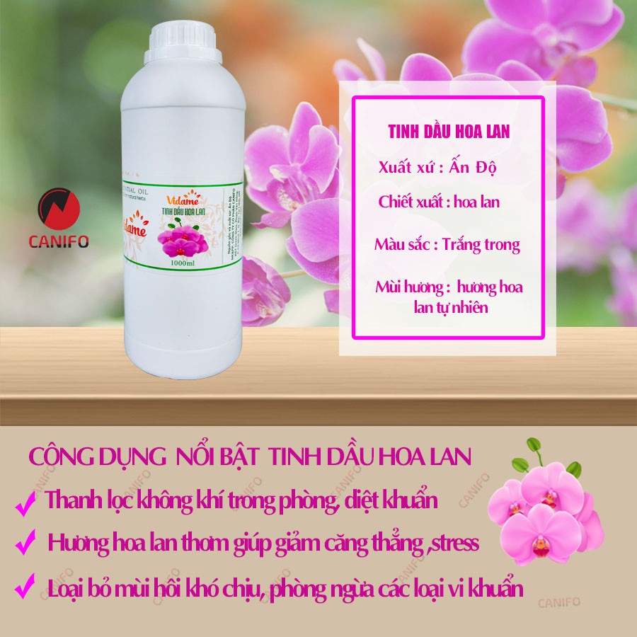 Tinh dầu hoa lan nguyên chất 1 lít Canifo có kiểm định chất lượng, tinh dầu nước hoa thơm ngát, khử mùi, xông thơm phòng