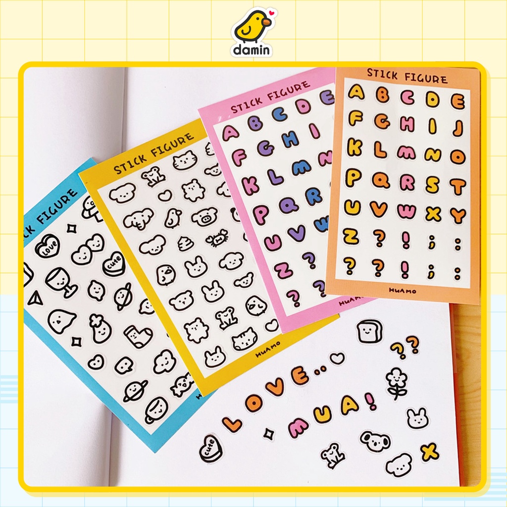 Sticker Hình Dán Chữ Cái Hoạt Hình MINI CUTE