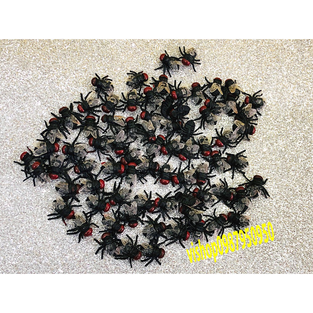 Set 50 mô hình con RUỒI giả mini trang trí Halloween 1 đàn ruồi 50 con