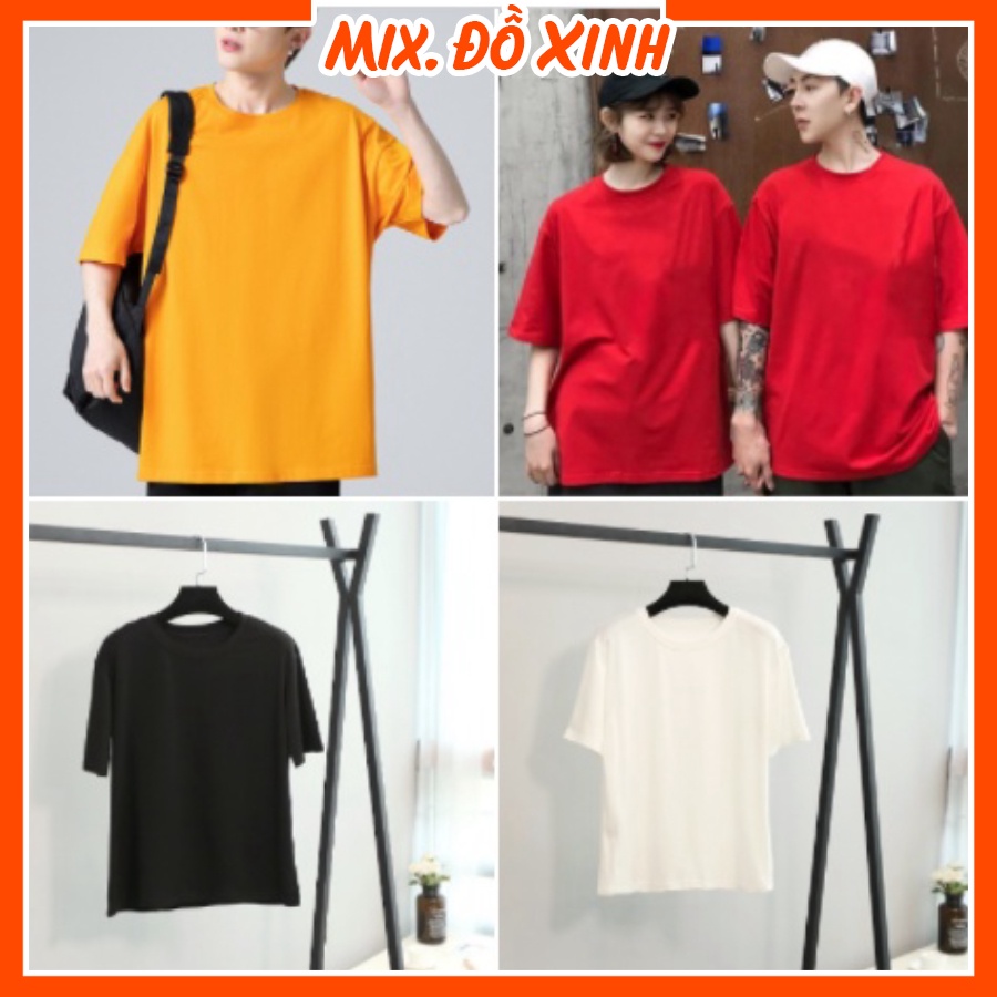 Áo thun trơn nam nữ form rộng tay lỡ, áo phông unisex Mix.Đồ Xinh, chất liệu thun Cotton mềm mát, nhiều màu sắc