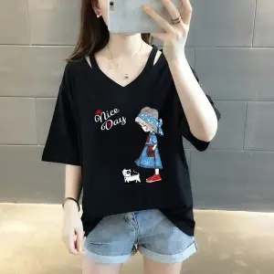 Áo Thun Nữ Cổ Chữ V Plus size C9046 (40-150KG)