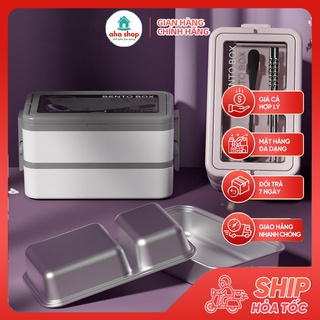 Hộp cơm văn phòng giữ nhiệt Bento Box 1200ml tặng kèm muỗng thìa cao cấp an toàn sức khỏe sử dụng được lò vi sóng