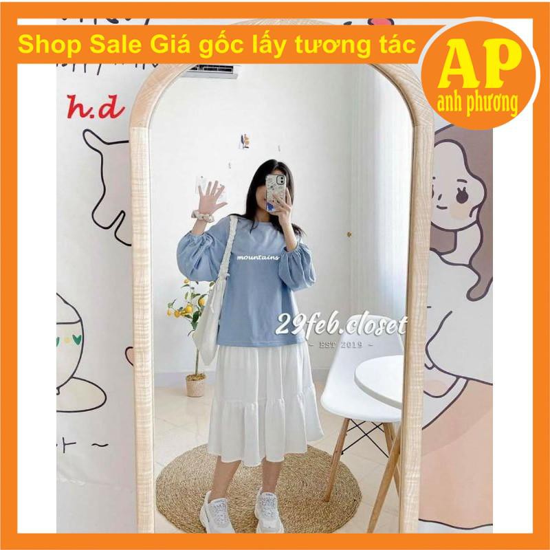 SÉT ĐỒ NỮ gồm chân váy tầng + áo chun tay Moutain | BigBuy360 - bigbuy360.vn