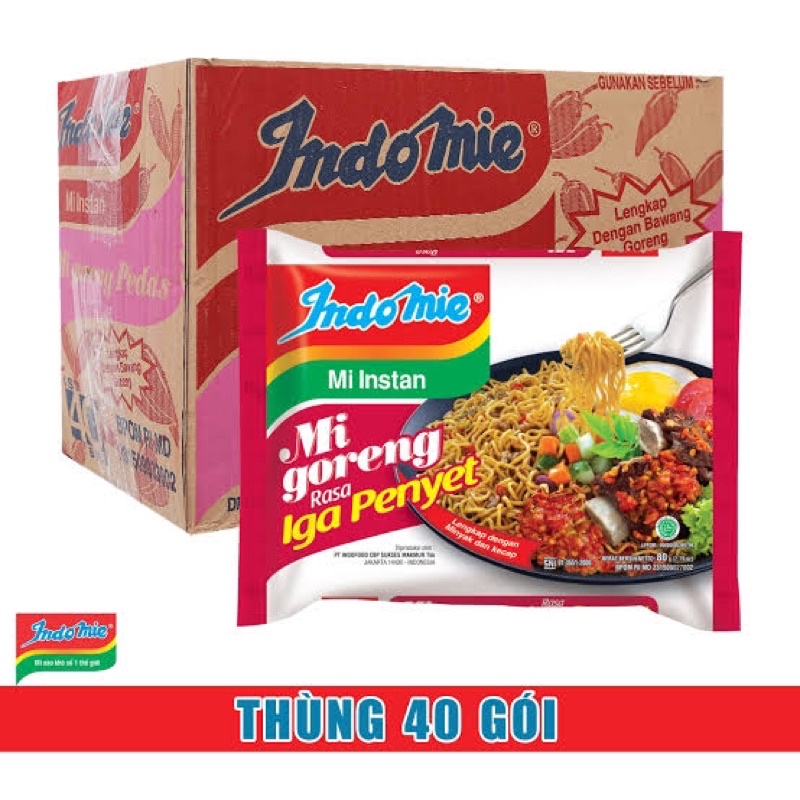 Mì xào khô vị cay nồng và vị sườn Indomie thùng 40 gói