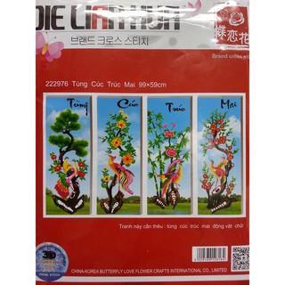 Tranh thêu chữ thập Tùng cúc trúc mai 222976 - 103×61cm