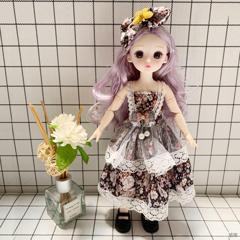 ☽♠30 cm Công chúa Barbie Bộ 21 khớp 3D mắt thật BJD búp bê quà sinh nhật cô gái đồ chơi