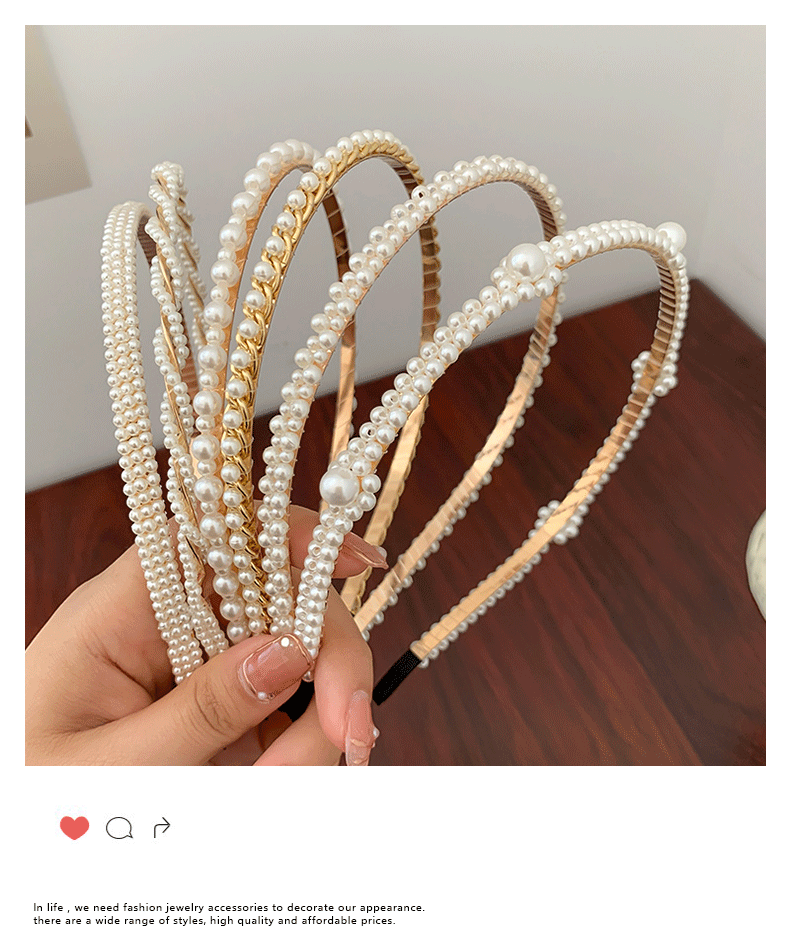 Băng Đô Cài Tóc Đính Ngọc Trai Xinh Xắn Cho Nữ