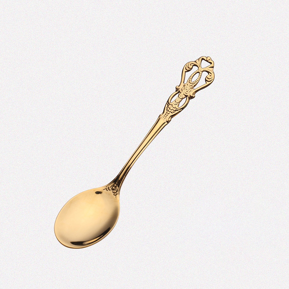 Muỗng cà phê/ nĩa ăn trái cây XIAODUOJIAJU bằng thép không gỉ phong cách châu Âu chuyên dụng