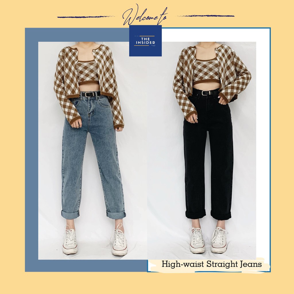 Quần Baggy Jeans Q1655ti cạp cao ống suông