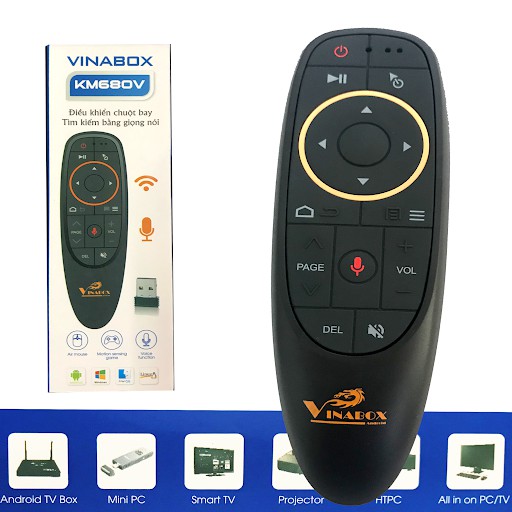 Điều Khiển Giọng Nói Remote Vinabox KM680V - Tích Hợp Mic Siêu Nhạy