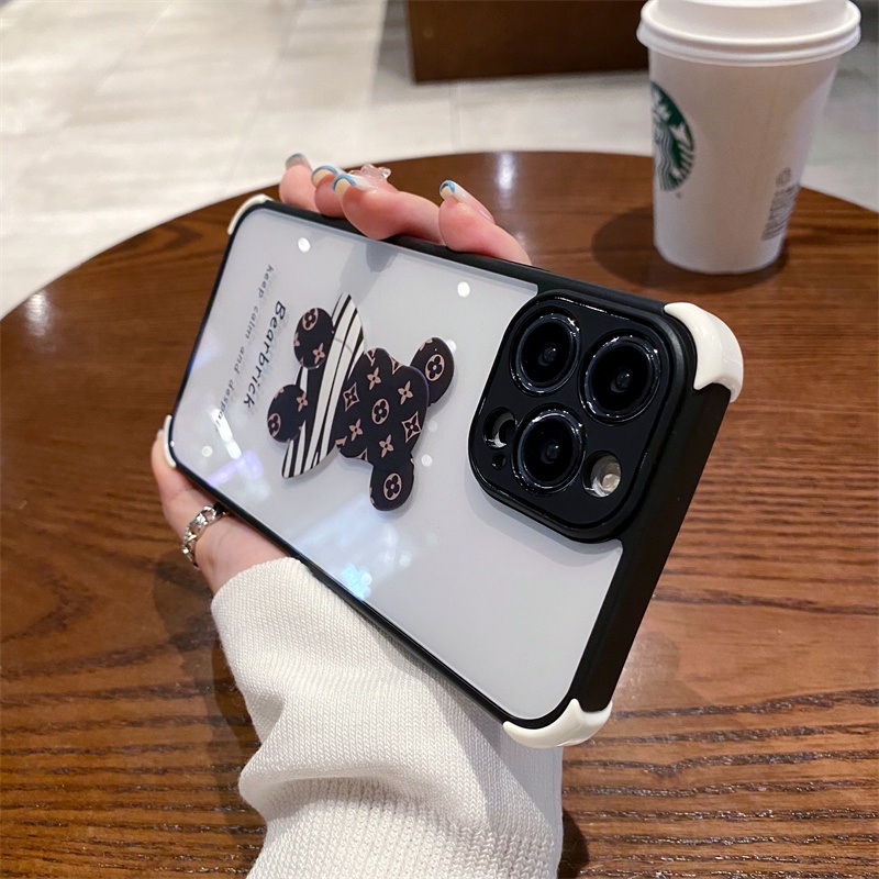 Ốp Điện Thoại Cứng Trong Suốt Có Túi Khí Chống Sốc Hình Gấu Hoạt Hình Cho iPhone 11 12 13 Pro Max X XR Xs Max 7 8+ se 2020 se 2022