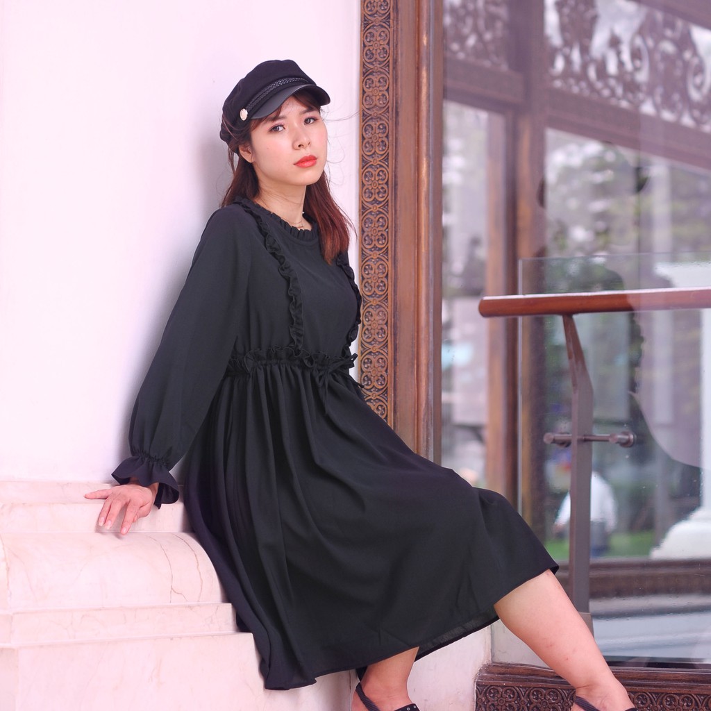 ĐẦM BIGSIZE BÈO NGỰC ĐIỆU ĐÀ MÀU ĐEN CHE MỌI KHUYẾT ĐIỂM