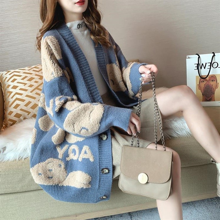 (Sẵn) Cardigan gấu ba màu lông xù dáng thụng | BigBuy360 - bigbuy360.vn