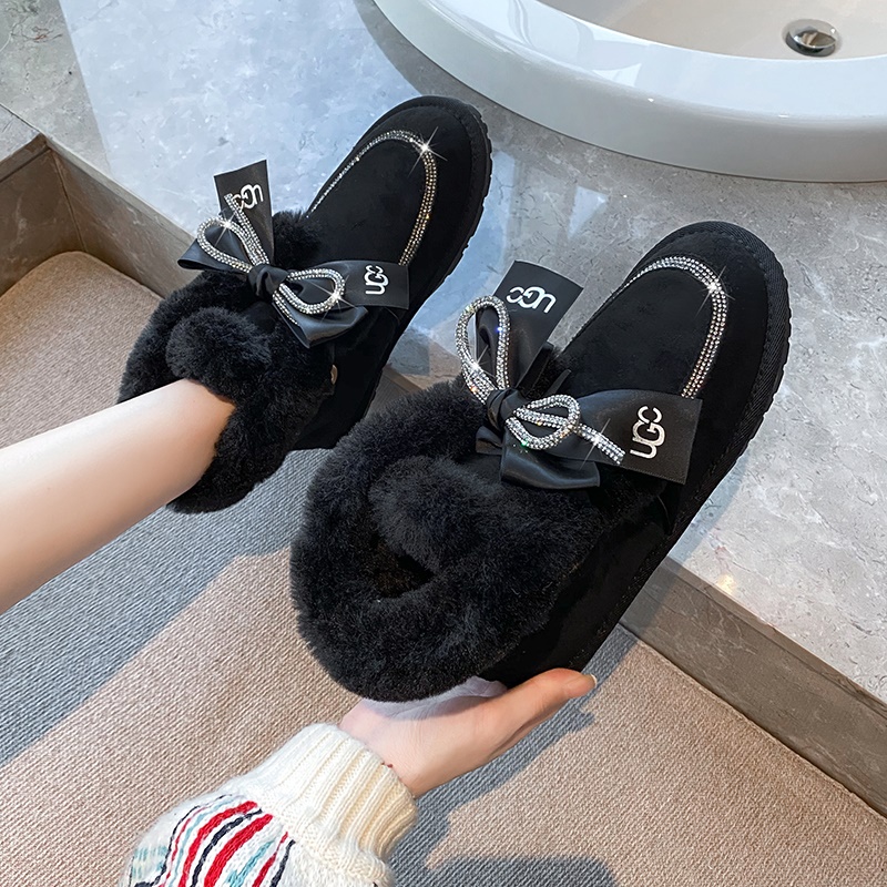 Butterfly Snow Boots Female Fur Integrated 2020 New Winter Non-Slip Cotton Shoes Warm Plus Velvet Thick Short Boots