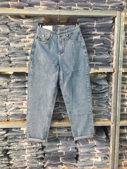 Quần jean baggy nữ cao cấp nắp túi kiểu, kèm hình và video thật | BigBuy360 - bigbuy360.vn