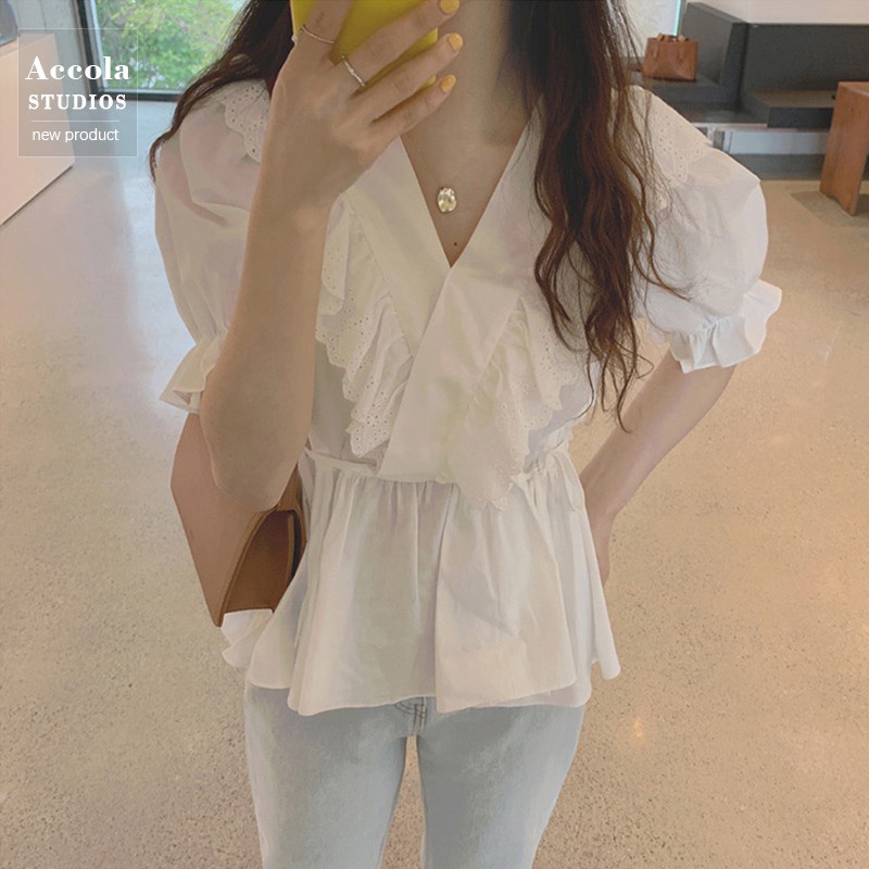 SUXI Áo Sơ Mi Tay Ngắn Màu Sắc Đơn Giản Phong Cách Vintage Thời Trang Mùa Hè Cho Nữ