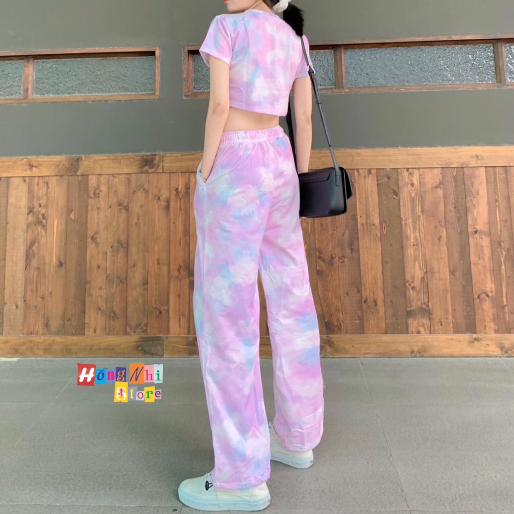 Quần Jogger 3D Ulzzang Unisex Jogger Loang Màu Dây Rút Lai Ống Rộng Màu Tím - MM