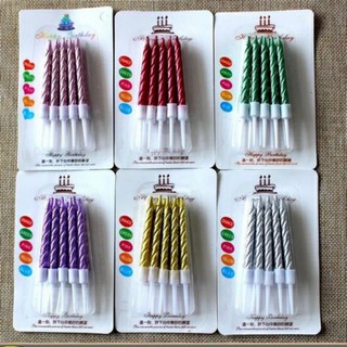 Nến (đèn cầy) xoắn, tăm nhiều màu có nhũ, không nhũ trang trí bánh (ảnh thật)