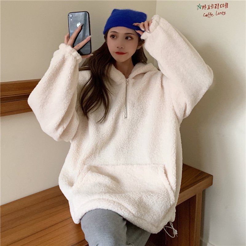 Áo hoodie dài tay dáng rộng thiết kế mới thời trang dành cho mùa đông | BigBuy360 - bigbuy360.vn