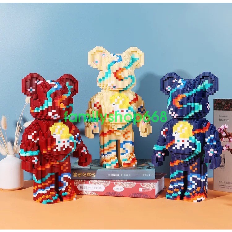 Xếp hình lắp ráp Le go tượng gấu bearbrick cỡ 35cm  bear brick LOL Jinx League XINZAI trưng bày trang trí sang trọng