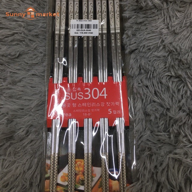 Bộ 10 Đôi Đũa Inox SUS 304 Chống Trượt Cao Cấp Hàn Quốc KOREA