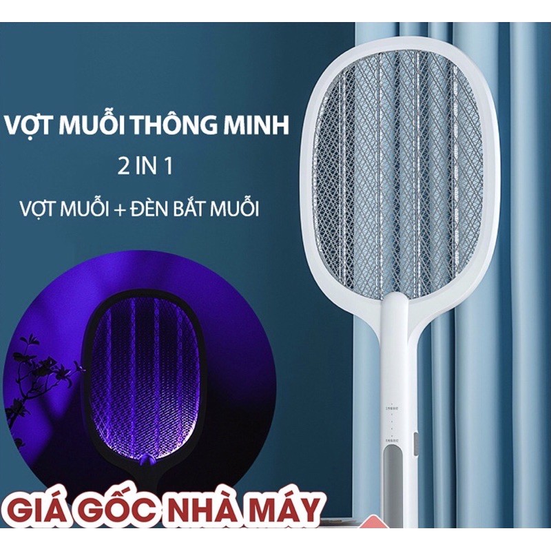 VỢT MUỖI KIÊM ĐÈN BẮT MUỖI 2 in 1 - Pin sạc cao cấp- vợt thông minh