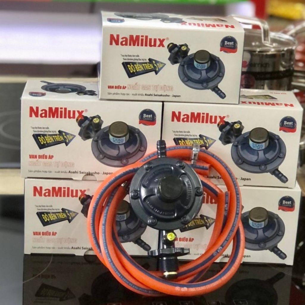 Van điều áp  van điều áp ngắt gas tự động Namilux +dây gas Hàn Quốc +2 ốc xiết