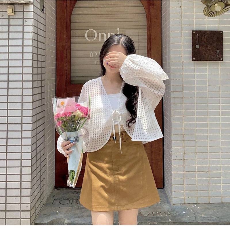 Sét Áo Tiểu Thư Nơ Ngực Kèm Áo 2 Dây M804-Lolla_Fashion