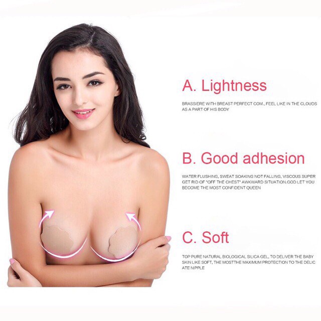1 Cặp Miếng Dán Ngực Silicone Nâng Ngực Thoáng Khí Gợi Cảm Chống Bong Tróc Cho Bữa Tiệc