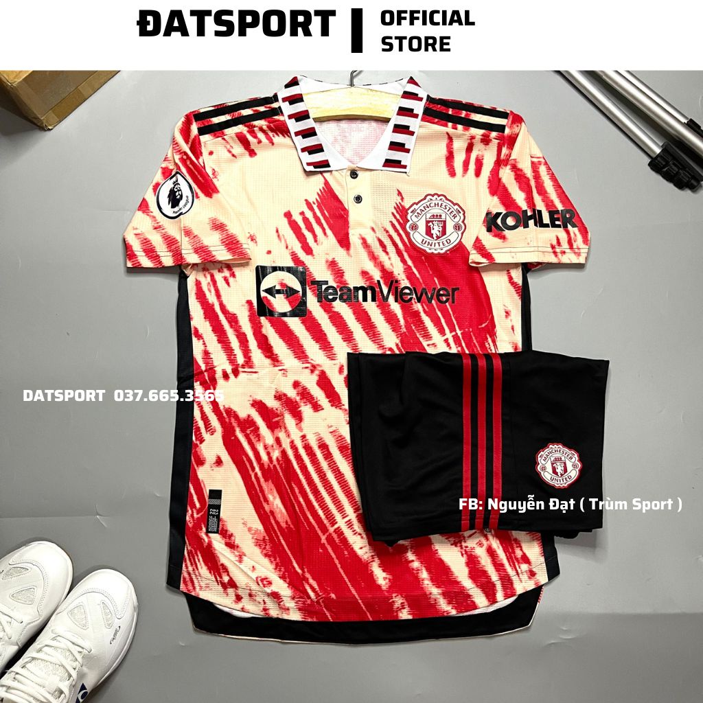 Áo Mancherter United Hồng Sữa 2022/23 Cổ Bẻ⚡RẺ VÔ ĐỊCH⚡Quần Áo Đá Banh MU Vải Thái Chuẩn Áo Thi Đấu