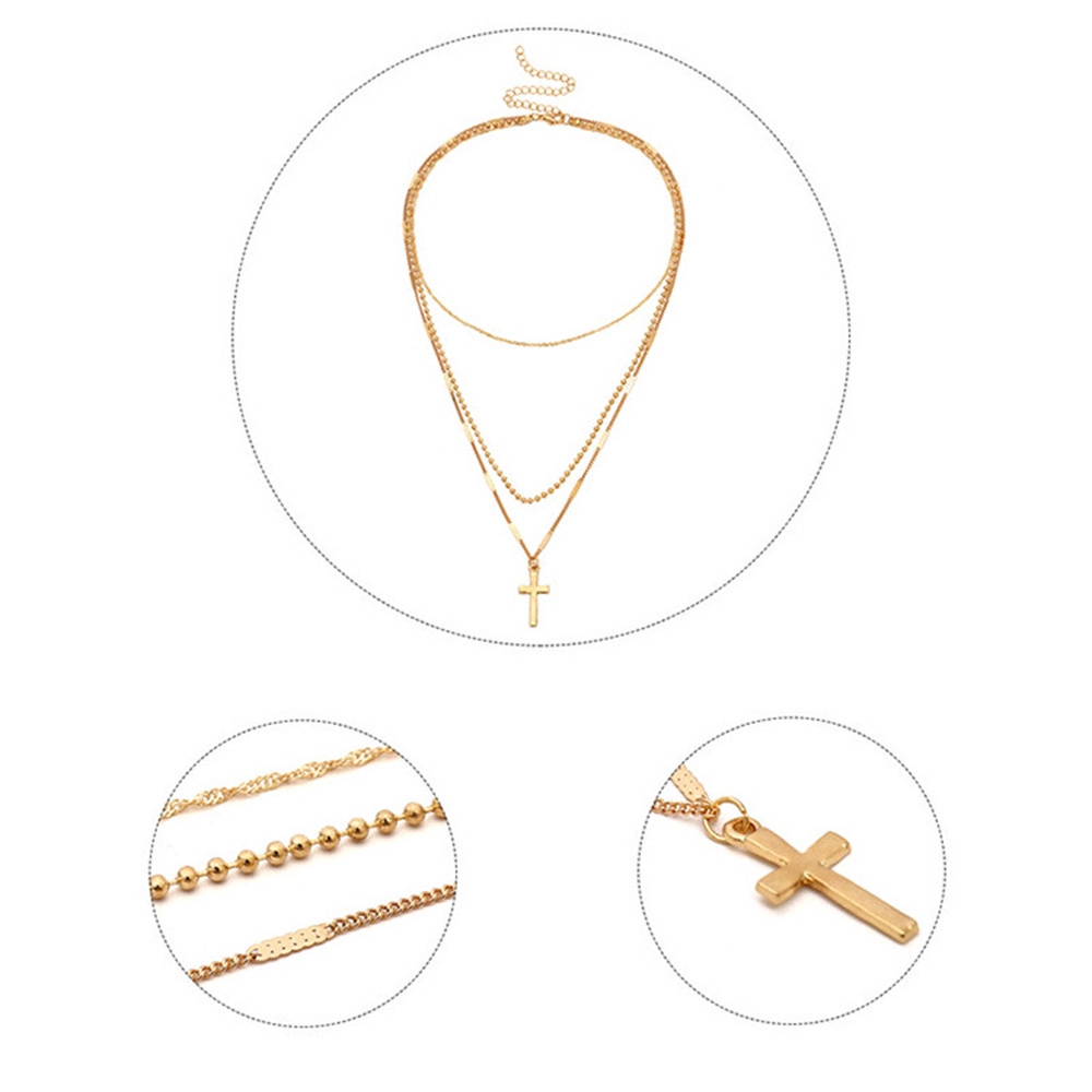 Dây chuyền nhiều lớp trang trí mặt hình thập từ thời trang cho nữ